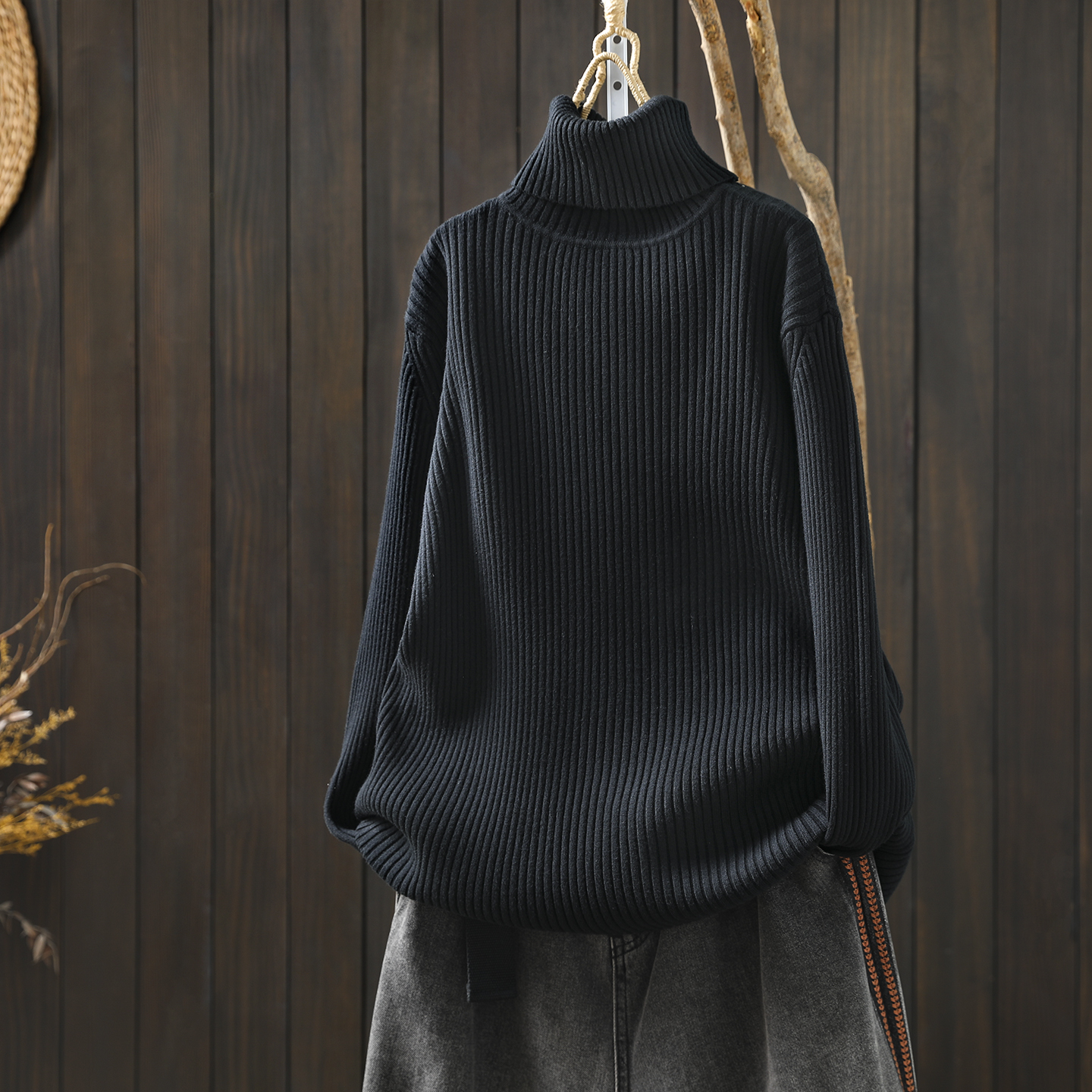 黑色高领毛衣针织内搭2025爆款冬季时髦百搭显瘦设计感套头针织衫