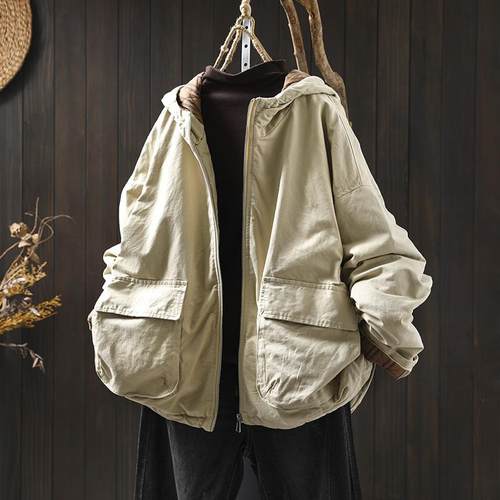 大口袋常规棉服保暖复古宽松