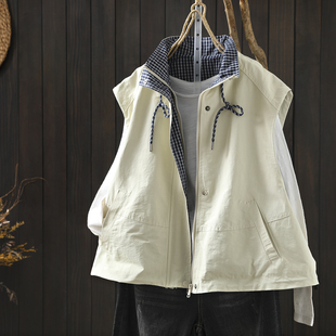 叠穿外搭休闲坎肩工装 马甲女款 胖mm立领无袖 春装 马夹背心 2026新款
