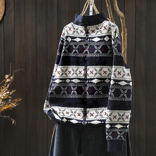 慵懒松弛感毛线衣女2025秋冬圣诞新款 半高领软糯弹力文艺套头毛衣