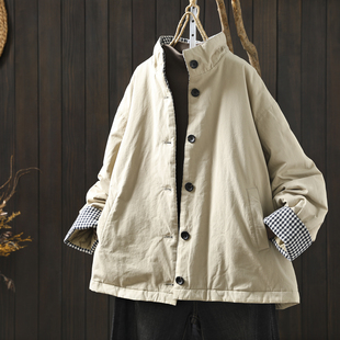 超好看冬装厚外套女2025新款纯棉洋气慵懒风百搭保暖文艺立领棉服