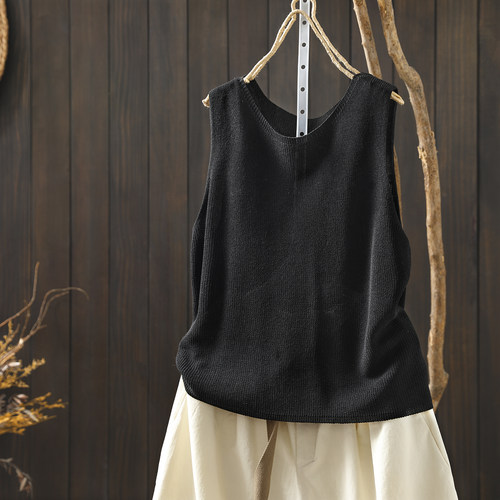 女装2026新款今年流行爆款无袖针织夏装背心宽松遮肉百搭黑色上衣