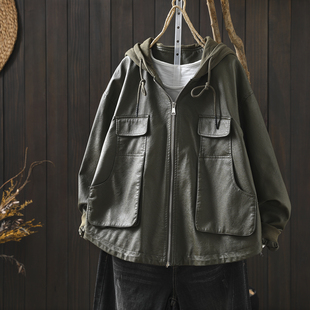 2026超火皮衣春季女款新款独特复古连帽酷飒口袋设计感机车pu夹克