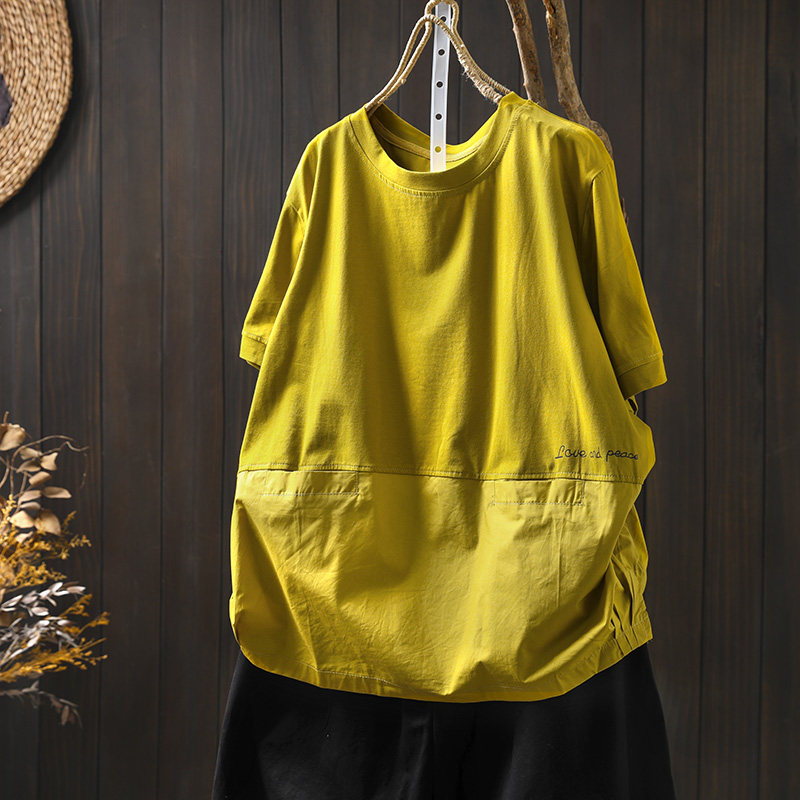 短袖女2026夏季超火减龄上衣漂亮独特设计感超好看纯棉双口袋T恤