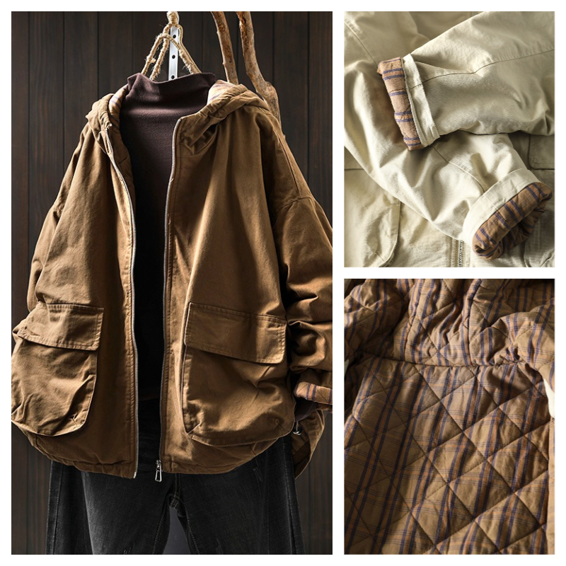 超好看冬装厚外套女款2025新款连帽大码双口袋洋气独特别致小棉袄