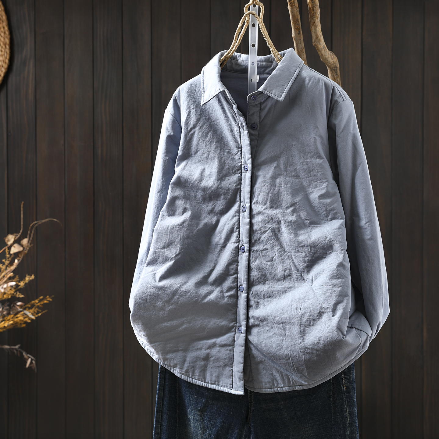 棉衣女款2025新款秋冬季薄款衬衫夹棉简约内搭超好看洋气百搭上衣