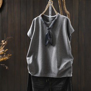 上衣女2026新款爆款独特超好看单穿上衣开春绝美丝巾无袖针织t恤