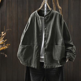 宽松文艺复古冷淡系独特别立领夹克 小个子短款 外套女2025新款 秋季