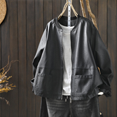 黑色双口袋气质复古宽松酷飒pu皮衣服 春季 2026年爆款 皮衣女士新款