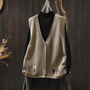 马甲2026正流行女春新款巨好看V领无袖针织休闲百搭叠穿坎肩背心
