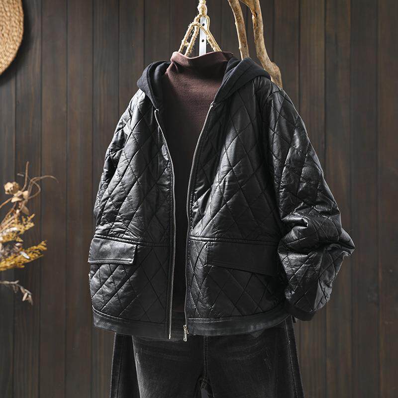 连帽pu皮衣外套女冬季加绒加厚2025新款复古休闲保暖夹棉皮衣棉服,女装/女士精品,皮衣,淘宝优惠券,粉丝福利购,淘宝优惠卷