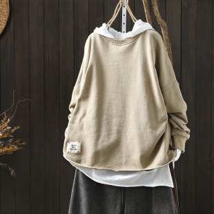 巨好看的卫衣女士小个子2026春新款时尚休闲大码慵懒圆领短款上衣