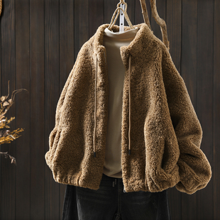 宽松保暖洋气时尚 蝙蝠袖 独特漂亮上衣 秋冬2025新款 摇粒绒外套女款