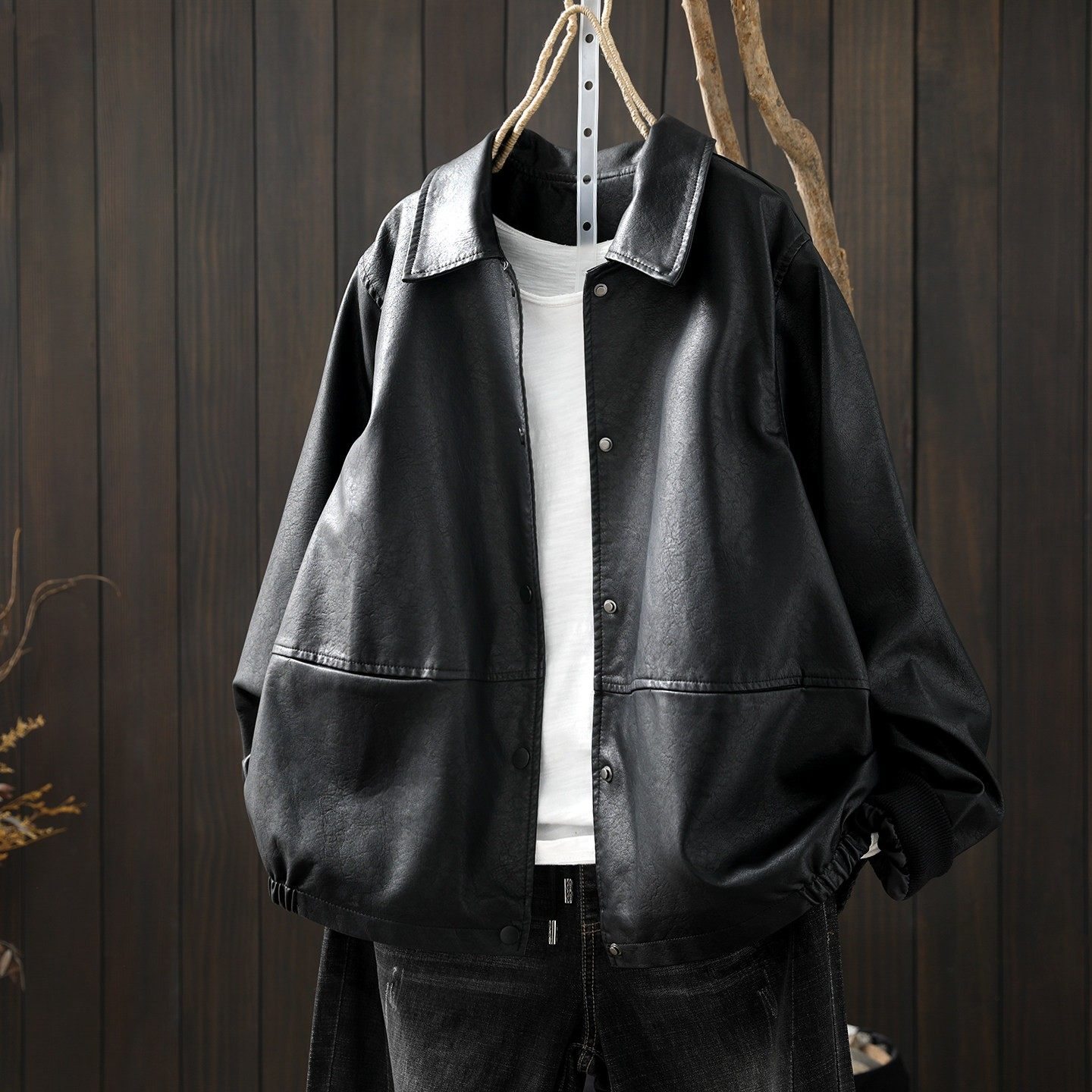 皮衣外套女2026开春新款黑色pu酷飒风宽松显瘦高级感机车休闲夹克,女装/女士精品,常规大码外套,淘宝优惠券,粉丝福利购,淘宝优惠卷