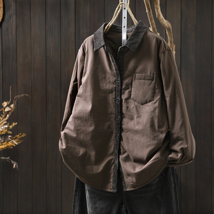 棉衣衬衣女款2025新款爆款秋冬季夹棉内搭复古减龄小众轻薄小棉服