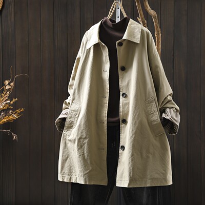 春款2026新款女装外套新款纯棉气质超好看宽松流行休闲风潮流风衣