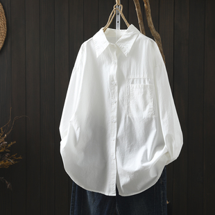 白色衬衫 2026年新款 纯棉百搭通勤轻职场叠穿内搭外穿衬衣 女款 春装