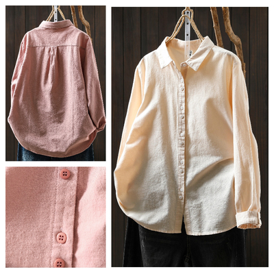 衬衣女款2025新款爆款秋冬纯色磨毛纯棉减龄叠穿洋气打底翻领衬衫
