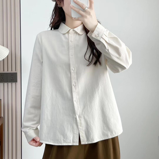 白色衬衣女款2025新款爆款秋冬季磨毛纯棉内搭叠穿巨好看百搭衬衫