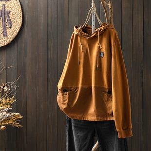 卫衣女款2026春流行新款上衣超好看独特漂亮休闲长袖纯棉连帽卫衣