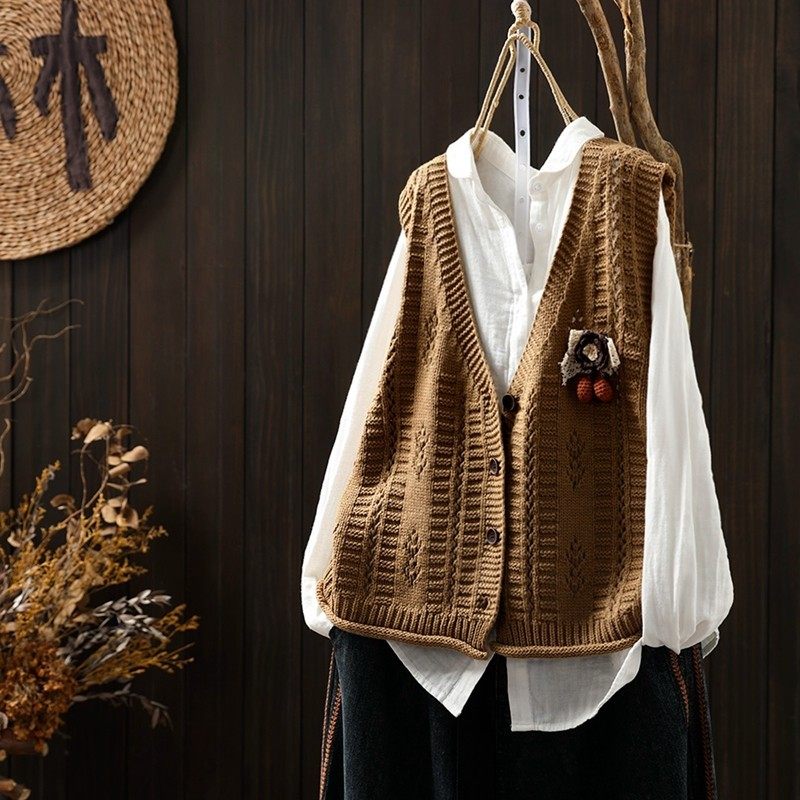 针织女马甲外穿时尚2026超火春季流行的穿搭无袖叠穿文艺开衫背心,女装/女士精品,短外套,淘宝优惠券,粉丝福利购,淘宝优惠卷