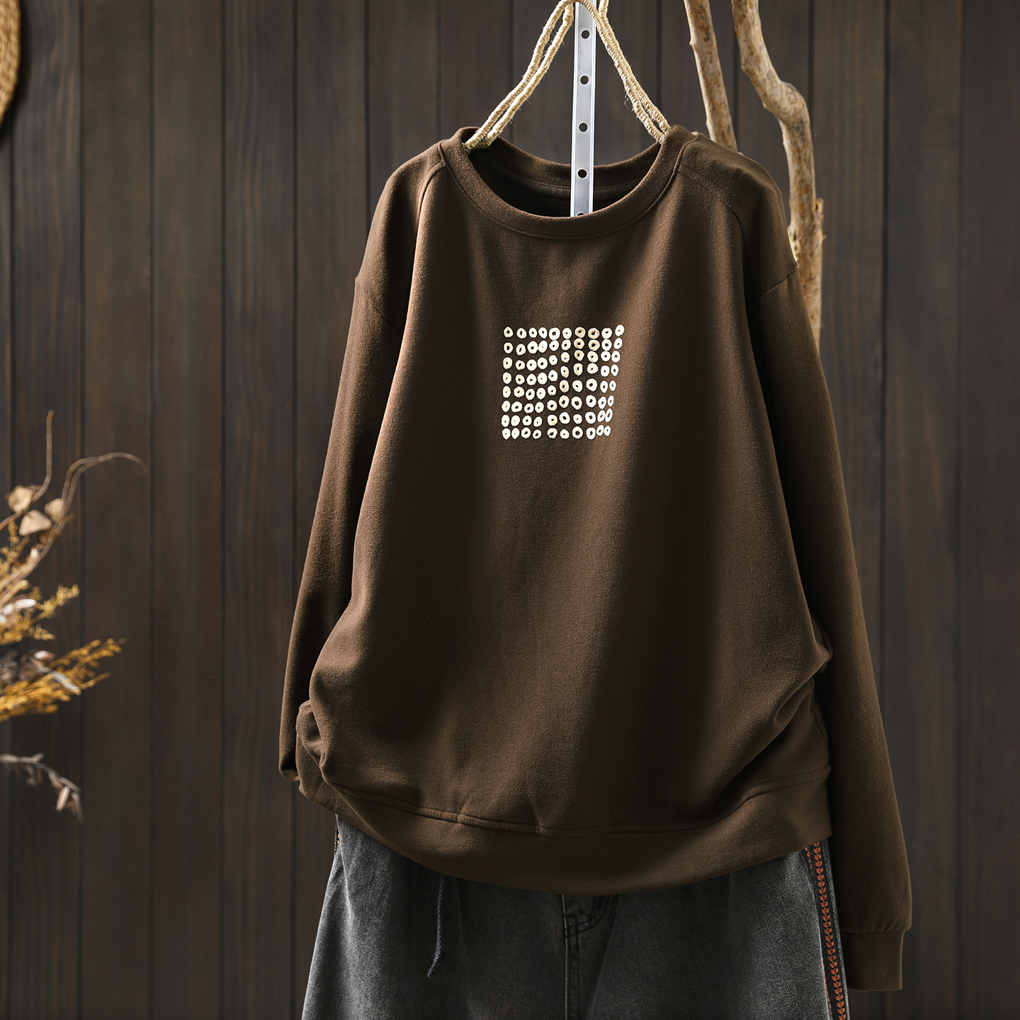 卫衣绒衫女2025秋新正流行复古小个子休闲遮肉独特超好看圆领上衣