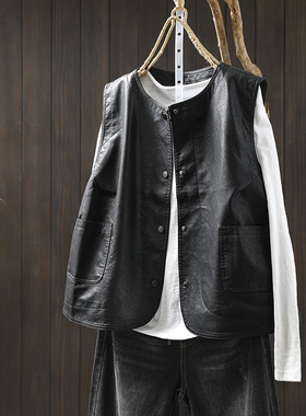 黑色pu皮衣马甲女款小个子2026新款春高级感外穿叠穿坎肩软皮夹克