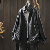 酷飒风秋个性 黑色皮衣女款 2025新款 口袋高级感百搭显瘦立领皮夹克