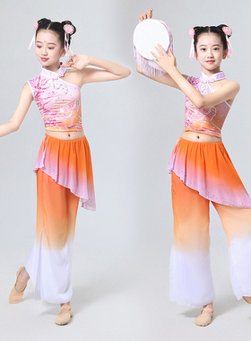 春嬉舞蹈服女古典舞钱鼓舞艺考演出服中国风儿童群舞春嬉表演服装