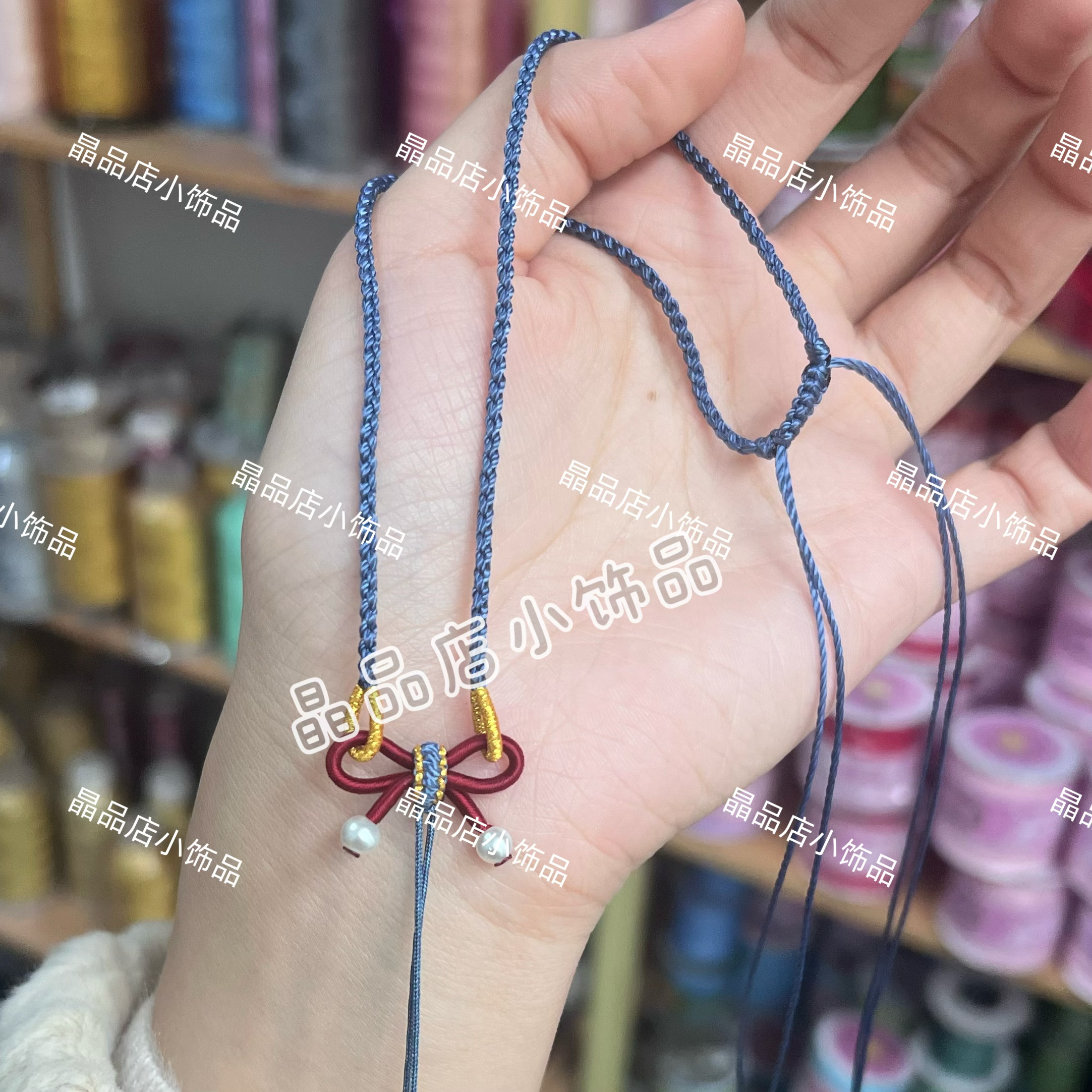 网红胖福蝴蝶结手工编织红绳项链女简约气质小众设计红绳礼物可爱