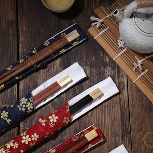 红木筷子刻字中国风随身旅行筷便携餐具定制年会节伴手礼品送筷套