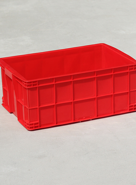红色塑料周转箱长方形大号带盖收纳箱加厚工业储物盒不良品箱胶筐