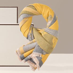 玉兰花|亮黄色 秋冬保暖双面围巾女款2025新款生日礼物送母亲长辈