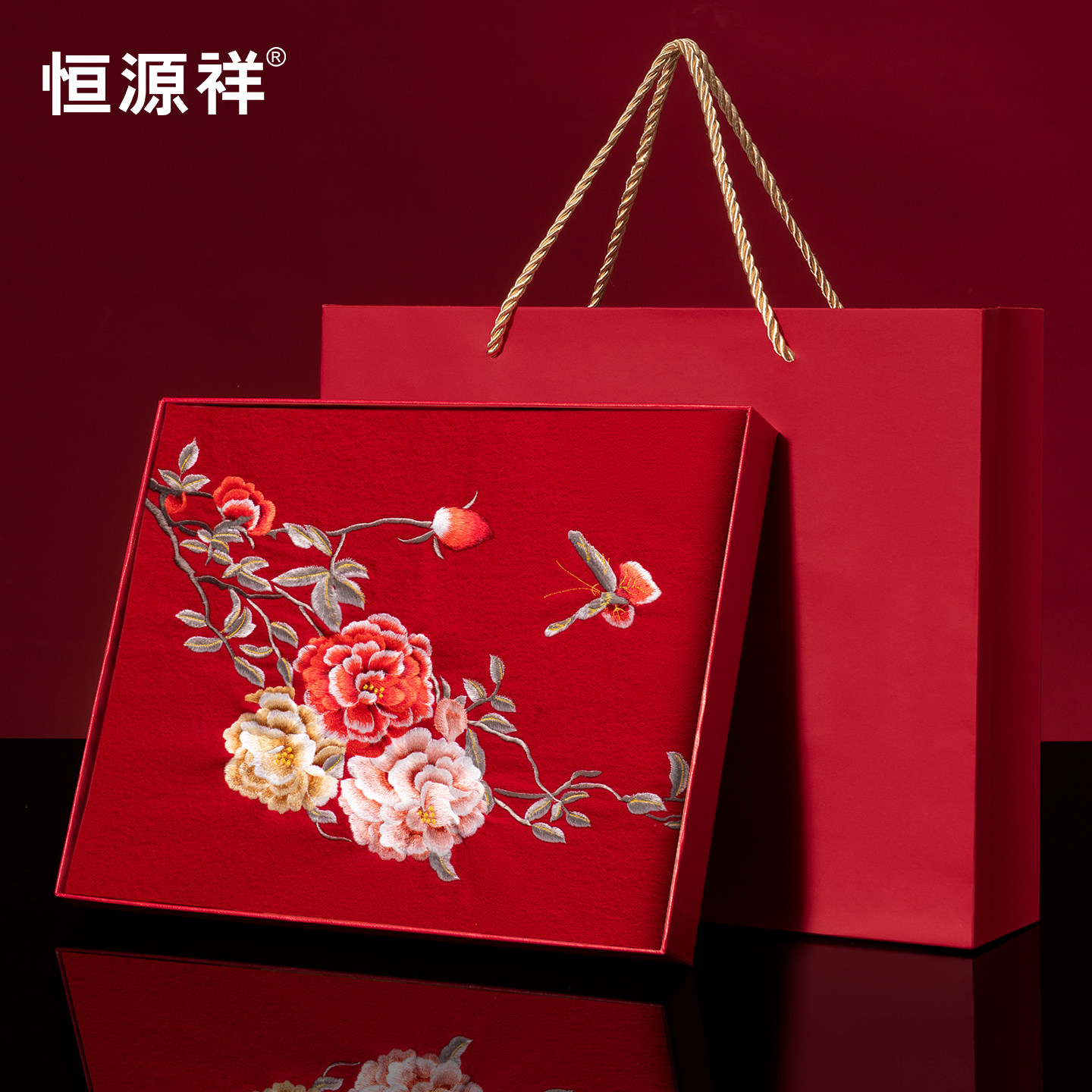 节日庆典&middot;牡丹蝶舞红色秋冬围巾大披肩保暖围脖高端本命年送妈妈