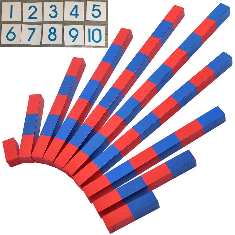 1-10蒙氏数学教具红蓝学习幼儿园