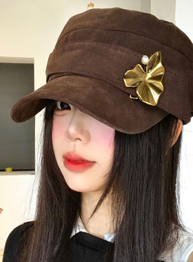 枫叶褶皱马术帽女早秋日