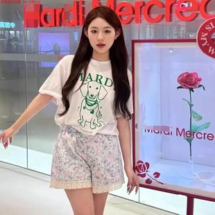 女 t恤小雏菊印花宽松短袖 Rouje Dsyle潮牌明星张婧仪纯棉正肩半袖