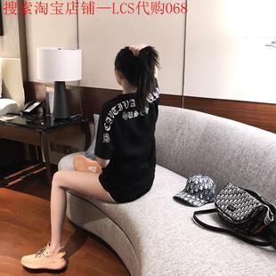 Dsyle潮牌25年白色短袖 新款 t恤女中长款 夏装 宽松上衣 情侣装 Rouje