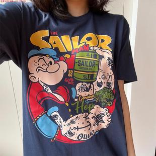 Rouje 女 Dsyle法国潮牌卡通大力水手vintageT恤宽松休闲上衣短袖