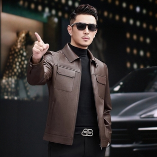 100%绵羊皮雷军同款真皮皮衣商务休闲装海宁高端春秋新款皮衣夹克