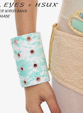 ALL EYES x HSUX 蕾丝印花铆钉皮革手环 Lace Leather Wristband