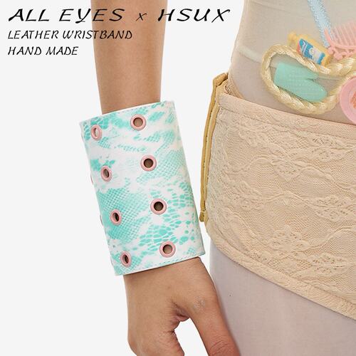 ALL EYES x HSUX 蕾丝印花铆钉皮革手环 Lace Leather Wristband