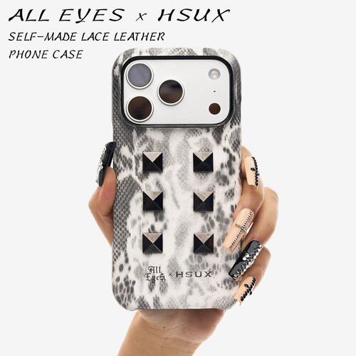 ALL EYES x HSUX 蕾丝印花真皮铆钉手机壳 Leather Case