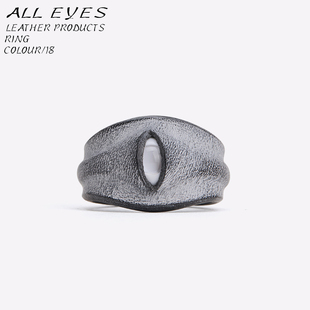 目器All Eyes 手工皮革眼珠窄版戒指 竖眼版