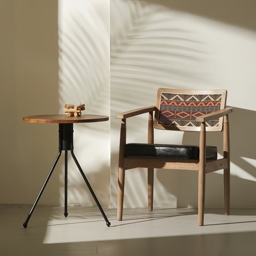 实木藤侘寂风简约餐椅