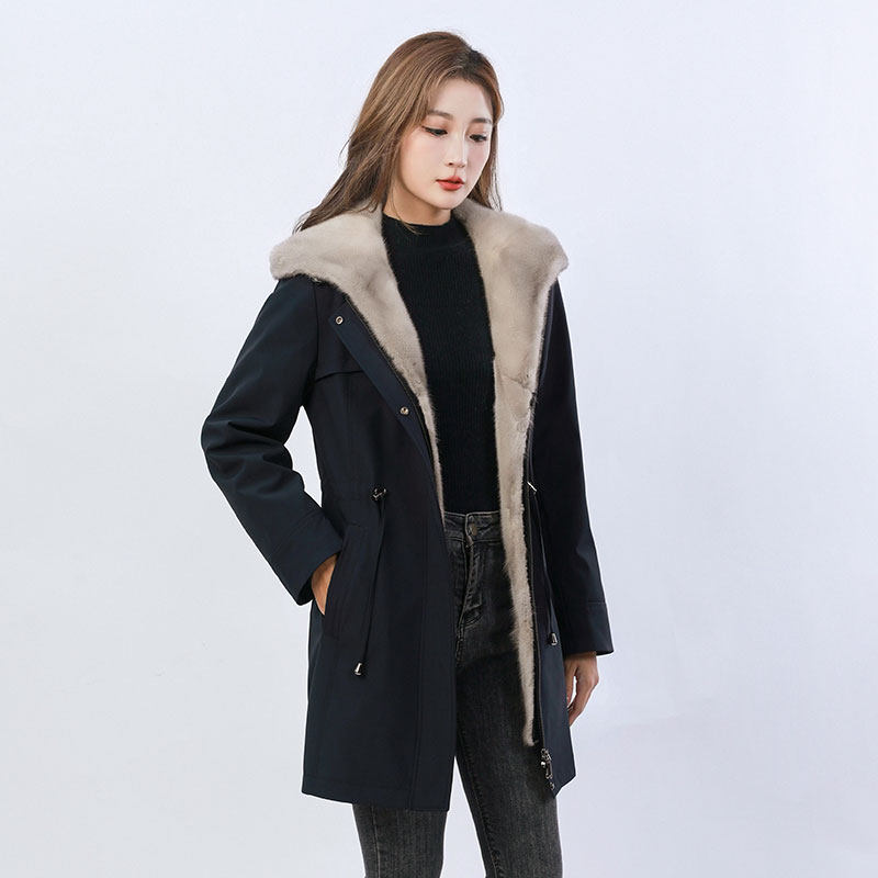整貂内胆可拆卸派克服皮草中长款