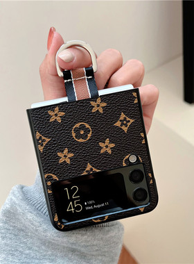 适用三星zflip4手机壳z flip4折叠屏w23filp全包指环新款galaxy皮防摔w23心系天下男zflip5女外壳flip保护套5