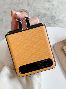 适用三星Galaxy ZFlip手机壳一体指环sm-7000折叠屏翻盖保护套zflip2全包防摔zflip5G时尚黄色f7070女男外壳