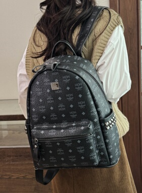 高品质印花双肩包女时尚百搭大学生书包大容量休闲软皮旅行背包潮