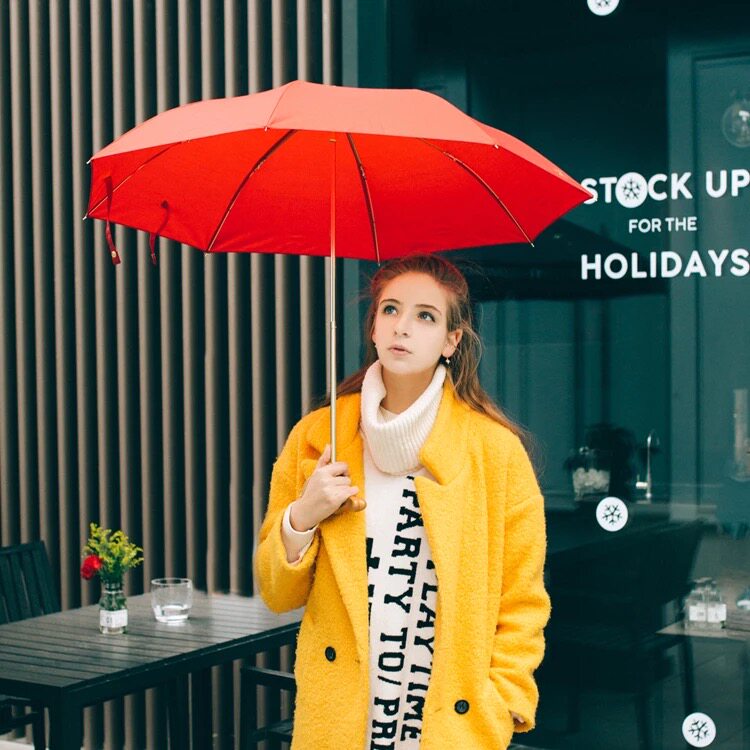 英国可爱创意女神晴雨伞高端木柄手工超轻防晒二折叠风衣兔遮阳伞